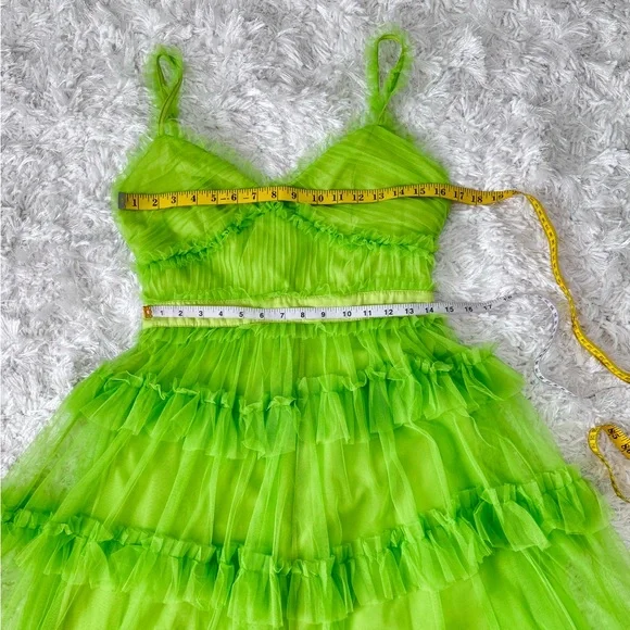 New π Lime Green Tiered Ruffled Dress - Picture 11 of 17